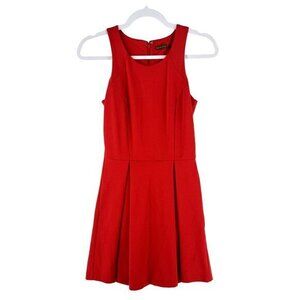 TL The Letter Womens‎ Dress Size XS Red Stretch Ponte Knit Sleeveless Pleated